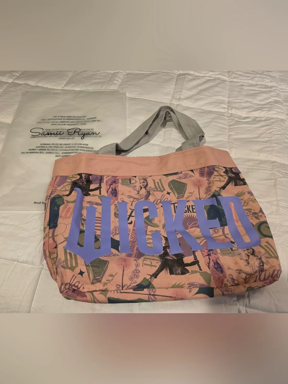 Samii Ryan Wicked: For Good,Elphaba and Glinda Pink Graphic Tote Bag NWT